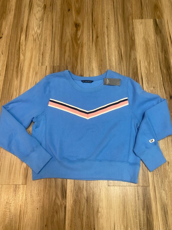 Abercrombie & Fitch Tops - ABERCROMBIE & FITCH NWT CHEVRON STRIPE RETRO SWEATHIRT CREWNECK BLUE SZ LARGE